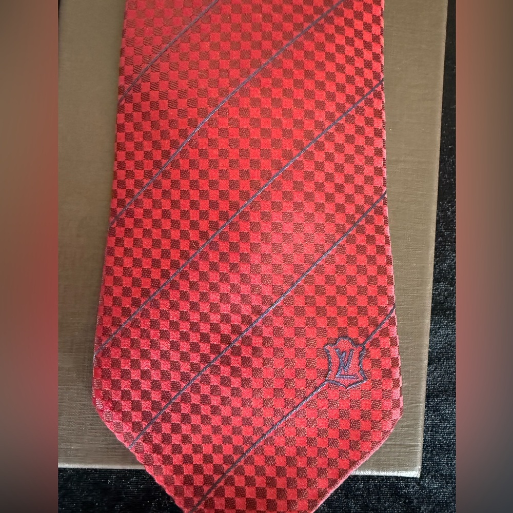 Louis Vuitton Red Checkered Men's Tie